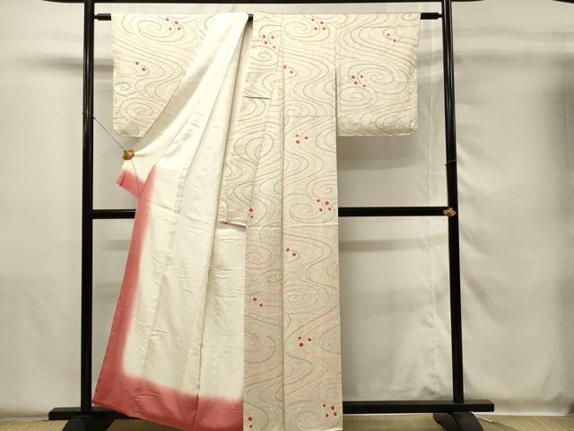 平和屋着物■上質な小紋 総絞り 流水文 正絹 逸品 DABH4149qp
