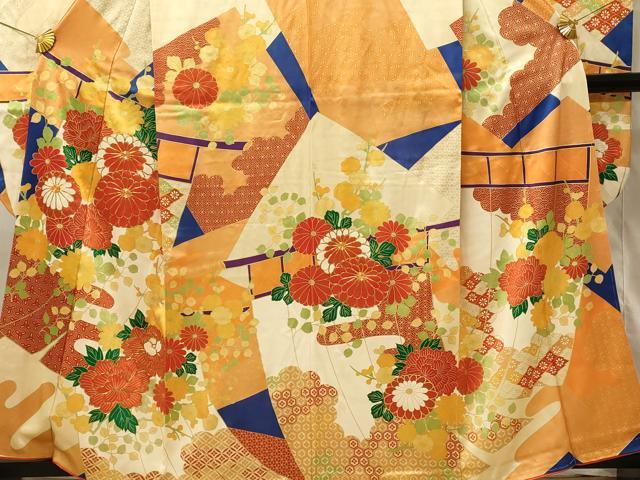 平和屋着物■豪華振袖 駒刺繍 几帳花文 金彩 正絹 逸品 DABH4220qp