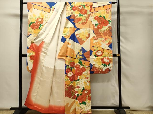 平和屋着物■豪華振袖 駒刺繍 几帳花文 金彩 正絹 逸品 DABH4220qp