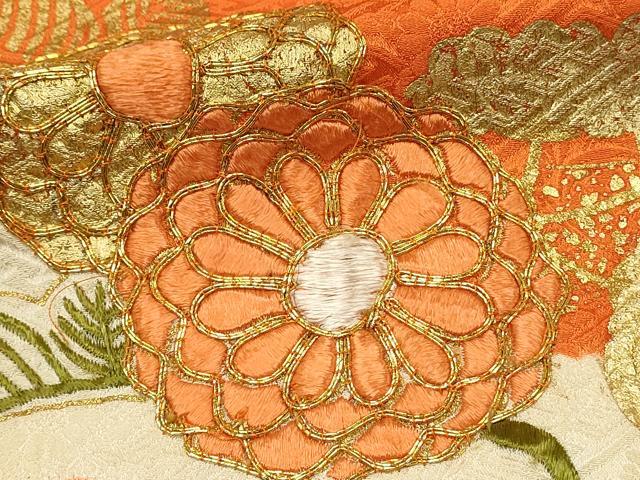 平和屋着物■豪華振袖 駒刺繍 絞り 菊唐草文 金彩 正絹 逸品 DABH4222qp
