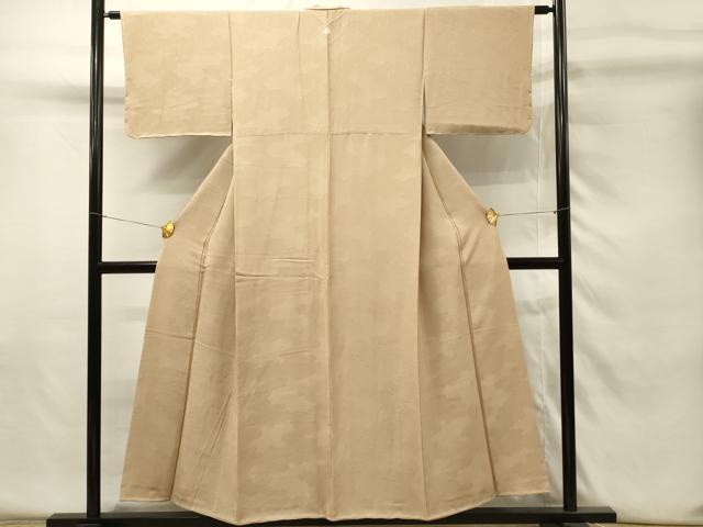 平和屋着物■上質な色無地 雲取り吉祥地紋 薄香色 正絹 逸品 DABH4241qp