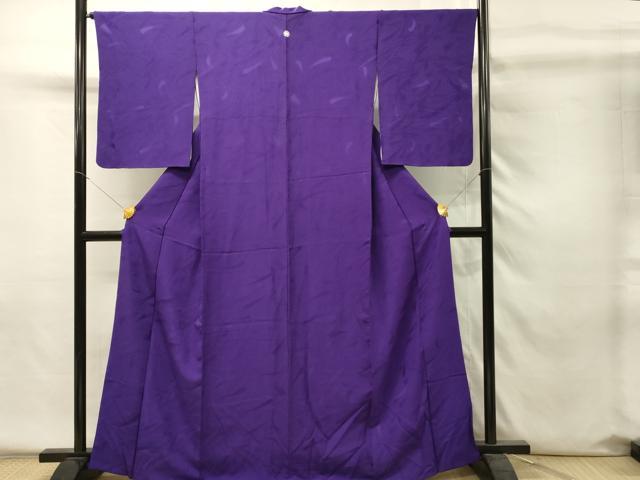平和屋着物■上質な色無地 抽象地紋 ディープロイヤルパープル色 正絹 逸品 DABH4243qp