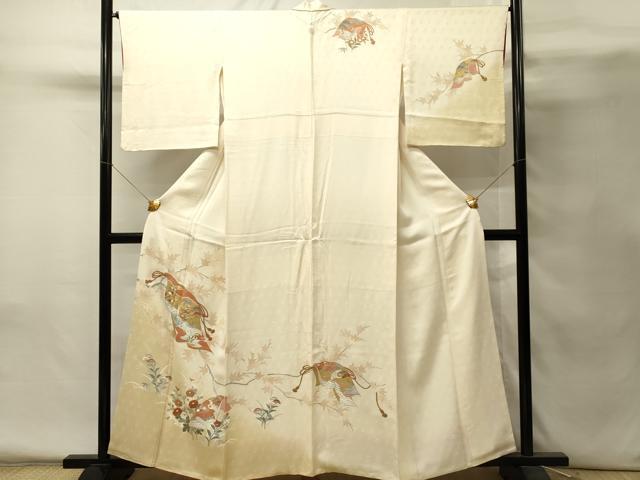 平和屋着物■訪問着 刺繍 誰が袖花鳥文 暈し染め 金彩 正絹 逸品 DABH4265qp