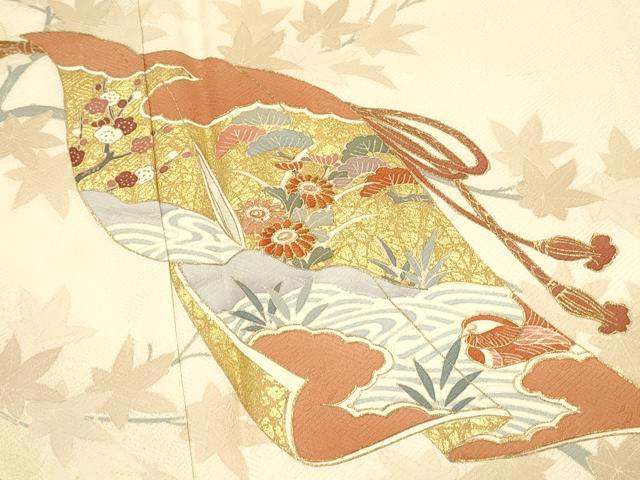 平和屋着物■訪問着 刺繍 誰が袖花鳥文 暈し染め 金彩 正絹 逸品 DABH4265qp