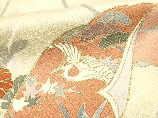 平和屋着物■訪問着 刺繍 誰が袖花鳥文 暈し染め 金彩 正絹 逸品 DABH4265qp