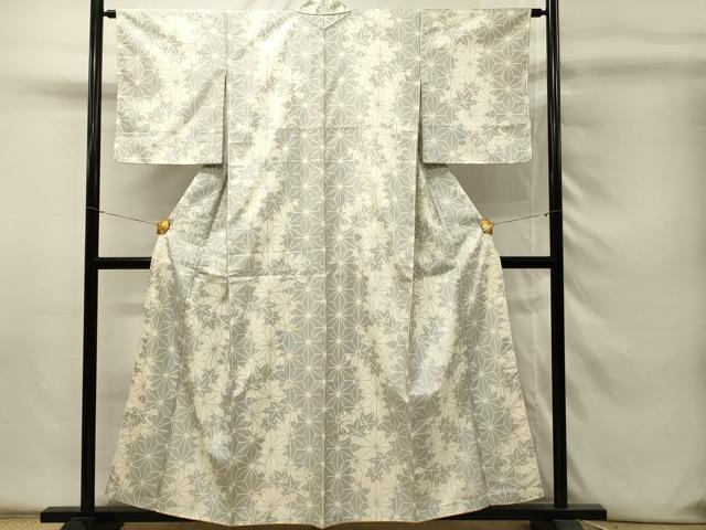 平和屋着物■上質な紬 麻の葉文様 正絹 逸品 DABH4269qp