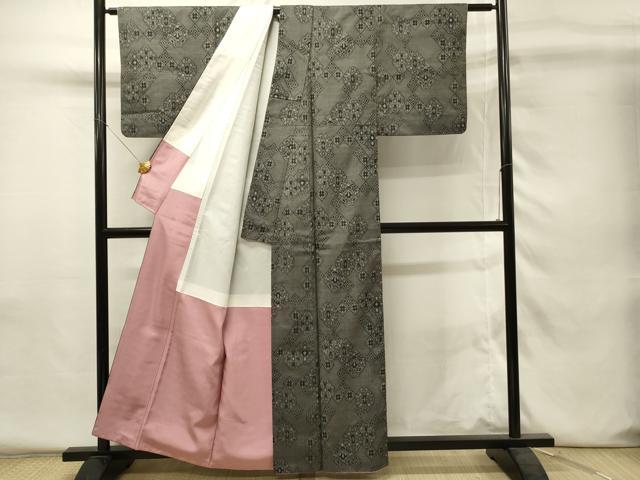 平和屋着物■上質な紬 花菱文 正絹 逸品 DABH4273qp