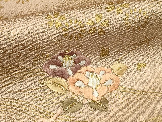 平和屋着物■訪問着 駒刺繍 扇面舞花文 暈し染め 金彩 鈴乃屋扱い 正絹 逸品 DABH4289qp