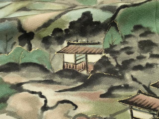 平和屋着物■訪問着 手描き 遠山風景文 暈し染め 金彩 正絹 逸品 DABH4290qp