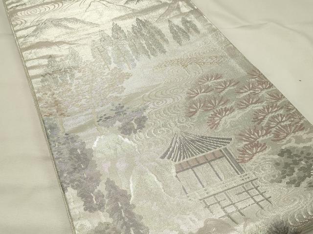 平和屋着物◎佐賀錦 六通柄袋帯 風景樹林文 洛桐錦 正絹 逸品 DABH4307qp