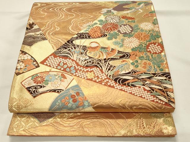 平和屋着物◎西陣の名門織元 いづくら謹製 六通柄袋帯 唐織 芳園御所解文 金糸 正絹 逸品 DABH4309qp