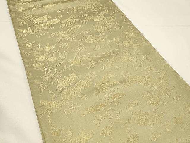 平和屋着物◎六通柄袋帯 草花文 金糸 正絹 逸品 DABH4323qp