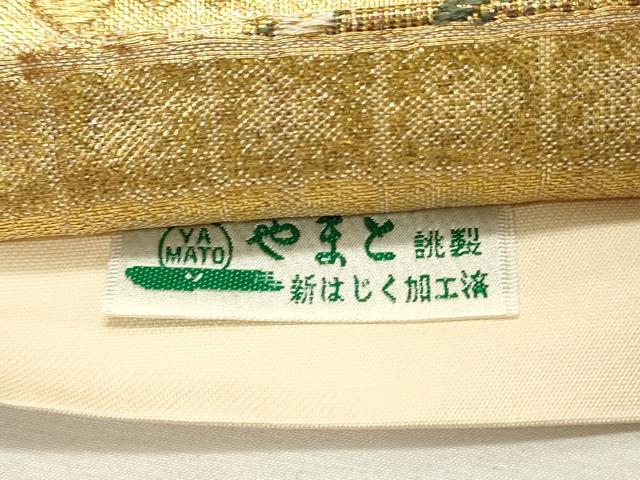 平和屋着物◎六通柄袋帯 唐織 楽器花唐草文 金糸 やまと誂製 正絹 逸品 DABH4334qp
