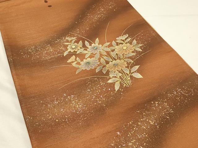 平和屋着物◎西陣 太鼓柄袋帯 螺鈿 草花文 金彩 引箔 正絹 逸品 DABH4340qp