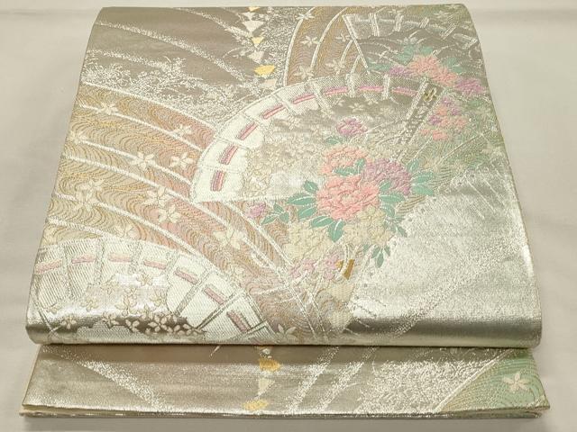 平和屋着物◎六通柄袋帯 地紙草花文 金銀糸 鈴乃屋扱い 正絹 逸品 DABH4359qp