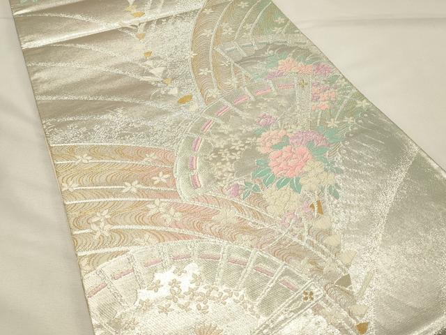 平和屋着物◎六通柄袋帯 地紙草花文 金銀糸 鈴乃屋扱い 正絹 逸品 DABH4359qp