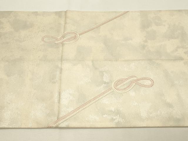 平和屋着物◎太鼓柄袋帯 総刺繍 結び紐文 銀糸 引箔 正絹 逸品 DABH4364qp