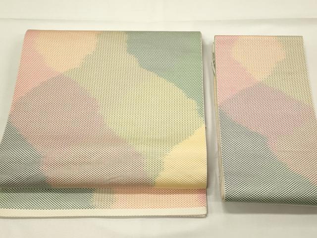 平和屋着物◎本場筑前博多織 つけ帯 霞文 正絹 逸品 DABH4434qp