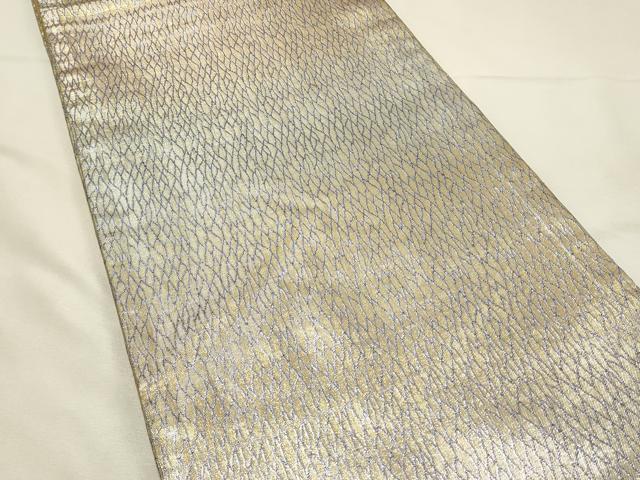 平和屋着物◎佐賀錦 両面 全通柄袋帯 抽象文様 金糸 正絹 逸品 DABH4446qp