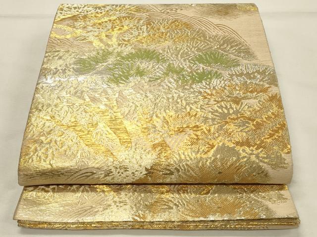 平和屋着物◎佐賀錦 六通柄袋帯 風景文 金銀糸 正絹 逸品 DABH4451qp