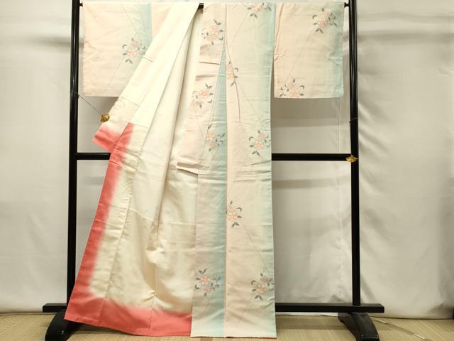 平和屋着物■上質な紬 草花文 暈し染め 正絹 逸品 DABH4467qp