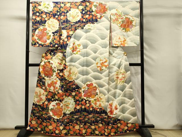 平和屋着物■訪問着 駒刺繍 雪輪花文 枝梅 金彩 正絹 逸品 DABH4468qp