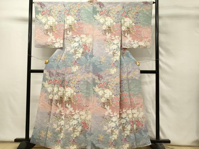 平和屋着物■訪問着 花車文 暈し染め 鬼しぼ縮緬 正絹 逸品 DABH4476qp