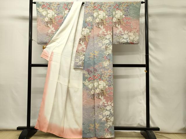 平和屋着物■訪問着 花車文 暈し染め 鬼しぼ縮緬 正絹 逸品 DABH4476qp