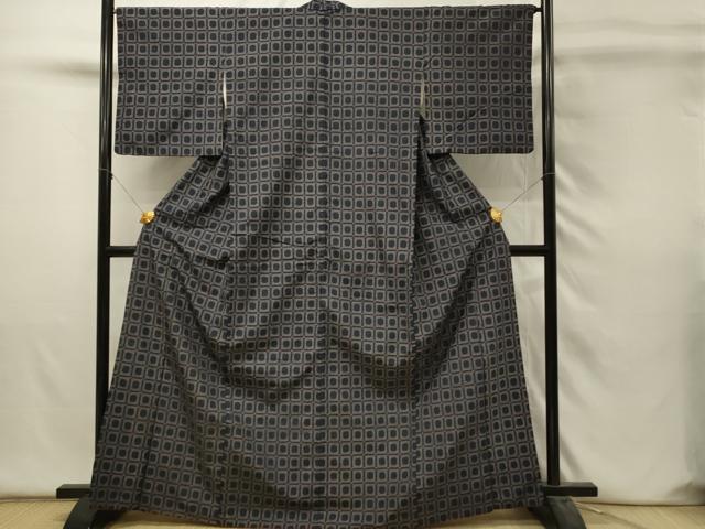 平和屋着物■上質な紬 格子 正絹 逸品 DABH4480qp