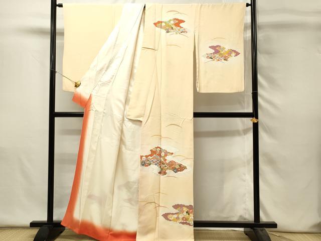 平和屋着物■訪問着 駒刺繍 雲取り吉祥花文 暈し染め 金彩 正絹 逸品 DABH4483qp