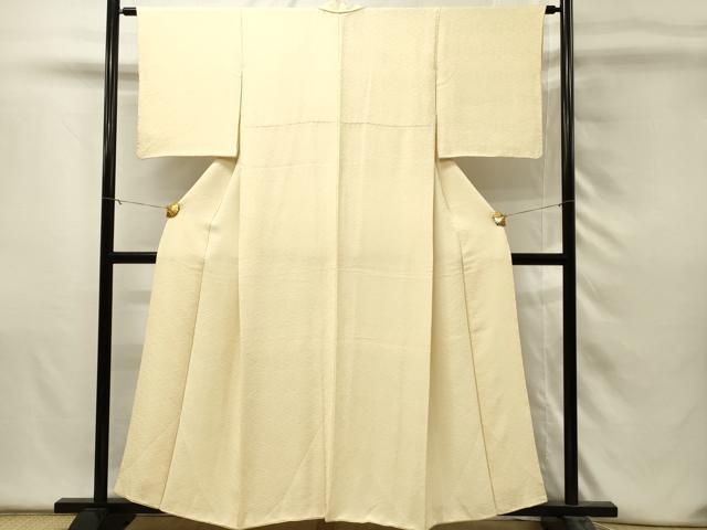 平和屋着物■上質な色無地 菱地紋 鳥の子色 正絹 逸品 DABH4491qp