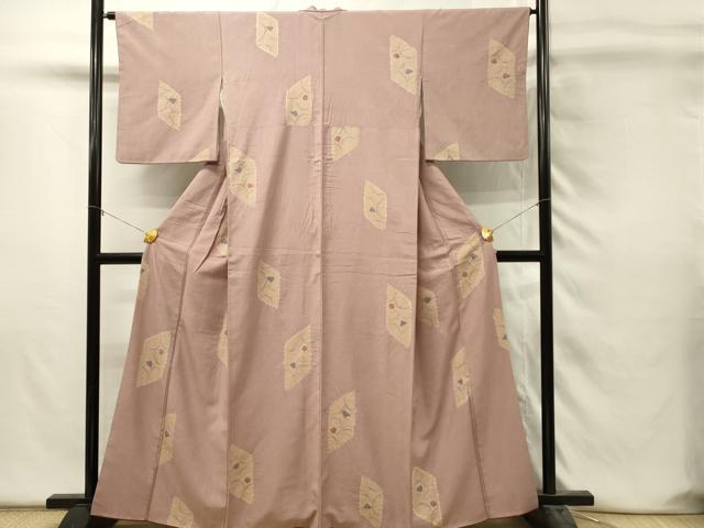 平和屋着物■上質な紬 絞り 抽象花文 正絹 逸品 DABH4495qp