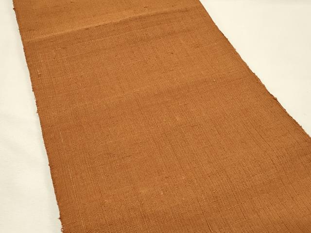 平和屋着物◎八寸名古屋帯 紬地 柿茶色 正絹 逸品 DABH4511qp