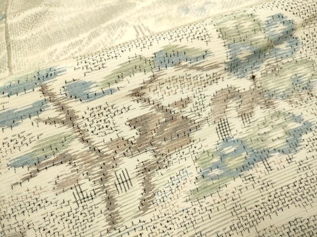 平和屋着物▽上質な紬 単衣 風景文 正絹 逸品 DABH4539du