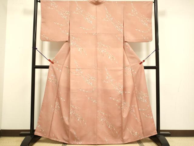 平和屋着物▼小紋 枝花文 金彩 背抜き仕立て 洗える着物 DABH4544du