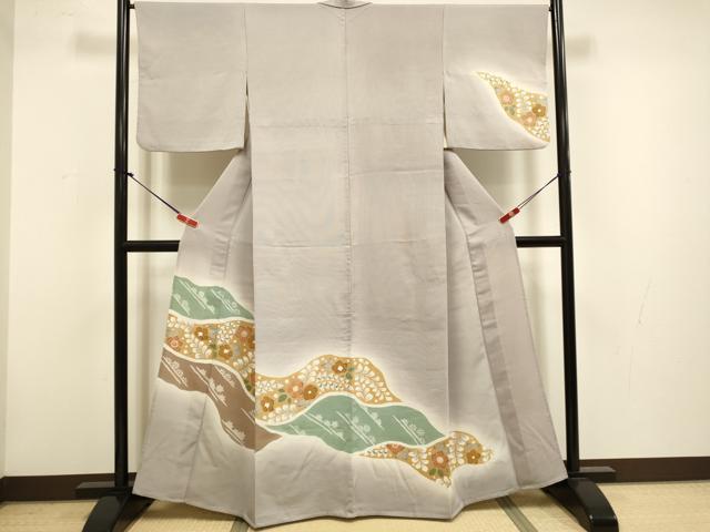 平和屋着物▽洗える最高級着物 <英>はなぶさ謹製 訪問着 単衣 道長花文 暈し染め 洗える着物 DABH4563du