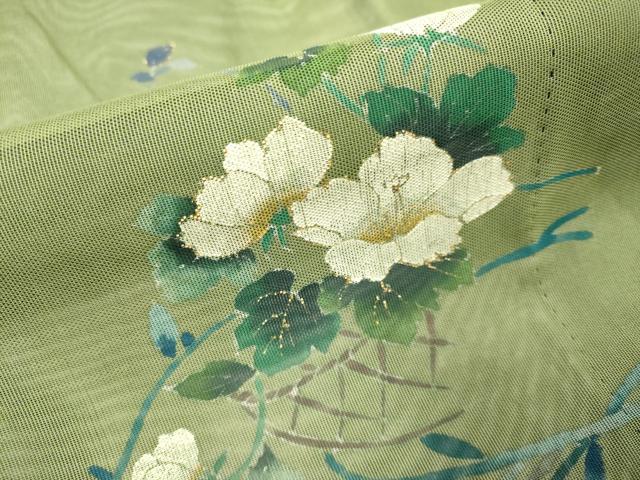 平和屋着物▽訪問着 無双 紗袷 紗×紗 草花文 金彩 正絹 逸品 未使用 DABH4569du