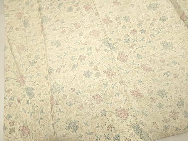 平和屋着物▽上質な紬 単衣 枝花文 正絹 逸品 DABH4572du
