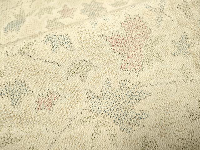 平和屋着物▽上質な紬 単衣 枝花文 正絹 逸品 DABH4572du