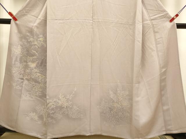 平和屋着物▽訪問着 単衣 刺繍 風景花文 暈し染め 正絹 逸品 DABH4573du