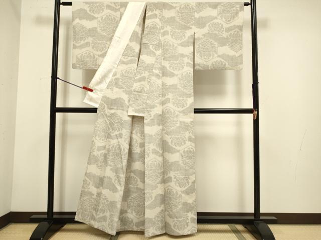 平和屋着物▽結城紬 単衣 100亀甲 亀甲花文 正絹 逸品 DABH4575du