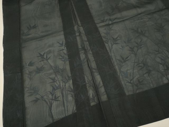平和屋着物▽羽織 スリーシーズン 春夏秋 塵除け 笹文 黒地 正絹 逸品 DABH4579du