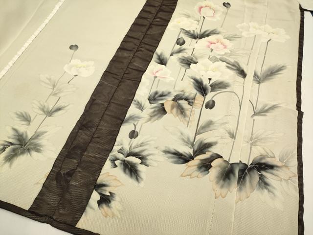 平和屋着物▽訪問着 無双 絽袷 縦絽×絽 手描き 草花文 正絹 逸品 DABH4582du