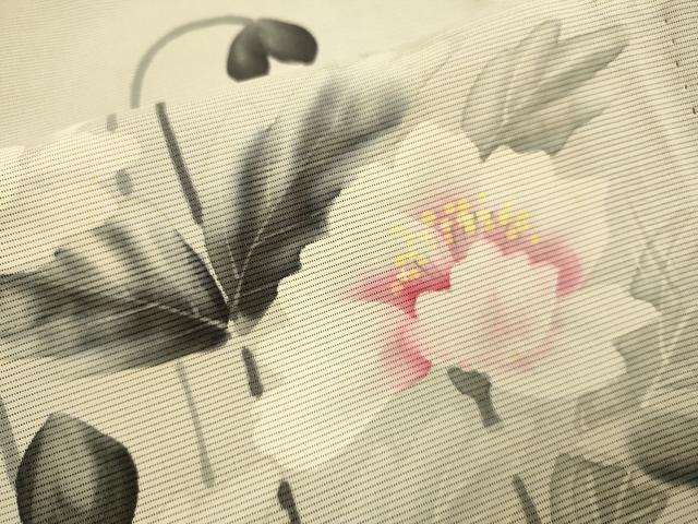平和屋着物▽訪問着 無双 絽袷 縦絽×絽 手描き 草花文 正絹 逸品 DABH4582du