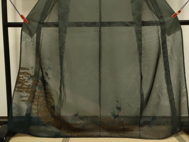 平和屋着物▽訪問着 無双 紗袷 紗×紗 葡萄蔦の葉文 暈し染め 金彩 正絹 逸品 DABH4604du