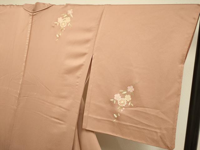 平和屋着物▽訪問着 単衣 扇花蝶文 暈し染め 金彩 ロング丈 正絹 逸品 DABH4611du