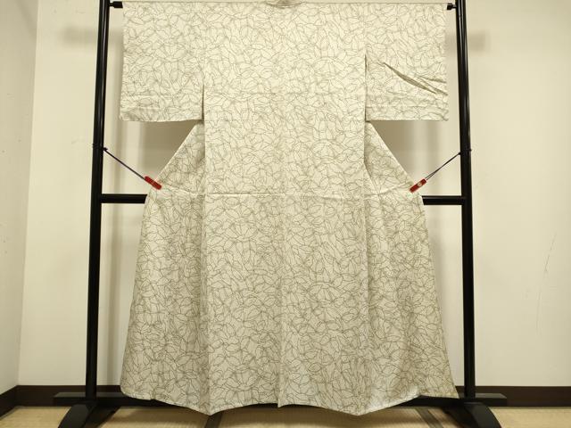 平和屋着物▽上質な小紋 単衣 舞蝶文 正絹 逸品 DABH4617du