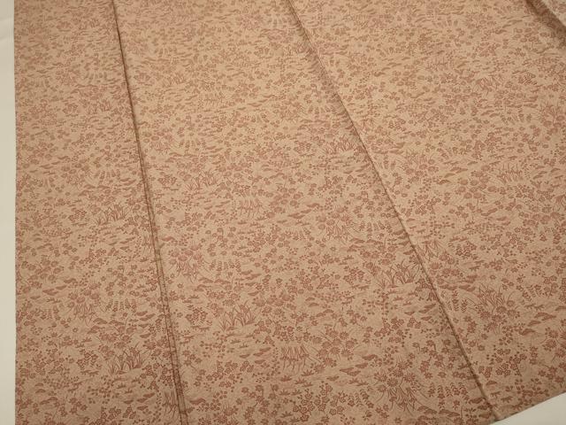 平和屋着物▽江戸小紋 単衣 草花文 松竹梅 反端付き 正絹 逸品 DABH4622du