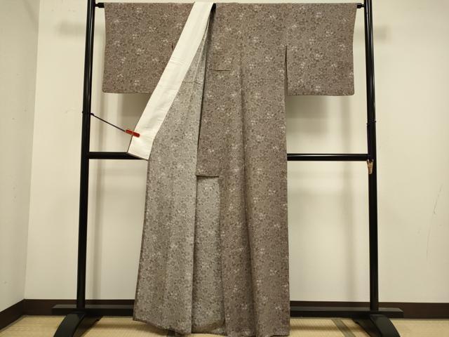 平和屋着物▽上質な小紋 単衣 花楓文 正絹 逸品 DABH4637du