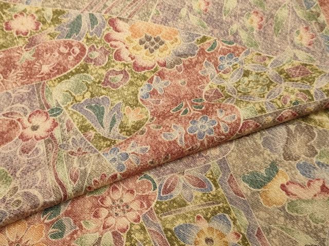 平和屋着物▽上質な小紋 単衣 草花文 鬼しぼ縮緬 まるやま扱い 正絹 逸品 DABH4638du